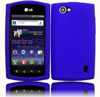 Blue Soft Silicone Gel Skin Cover Case for LG Optimus M+ MS695 Cell Phones & Accessories