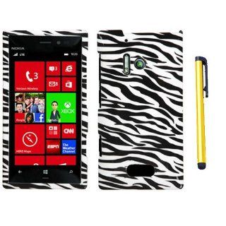 Hard Plastic Snap on Cover Fits Nokia 928 Lumia Laser Zebra Skin + A Gold Color Stylus/Pen Verizon Cell Phones & Accessories