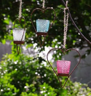 mini hanging heart candleholder by home & glory