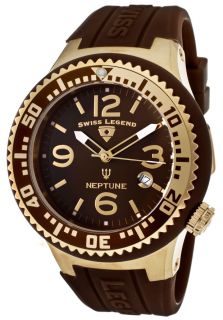 Swiss Legend 21848P YG 04  Watches,Mens Neptune Brown Dial Gold Tone IP Case Brown Silicone, Casual Swiss Legend Quartz Watches