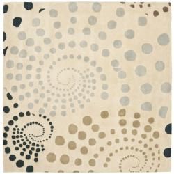 Handmade Cosmos Beige New Zealand Wool Rug (6' Square) Safavieh Round/Oval/Square