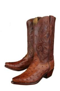 Lucchese Men's 1883 Barnwood Full Quill Ostrich Cowboy Boots Shoes