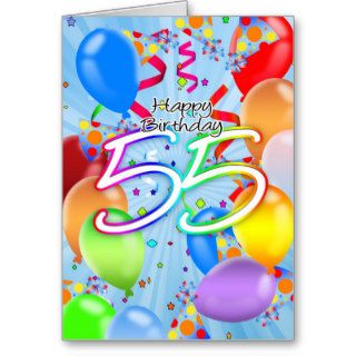 55th Birthday   Balloon Birthday Card   Happy Birt