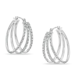 Diamond Fascination™ Triple Hoop Earrings in 14K White Gold   Zales
