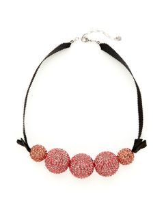 Pink Pave Crystal Orb & Ribbon Necklace by Swarovski Jewelry