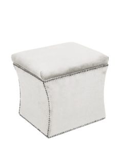 Nail Button Storage Ottoman in Velvet White by Platinum Collection by SF Designs