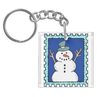 Snowman Stamp Winter Keychain Acrylic Key Chains