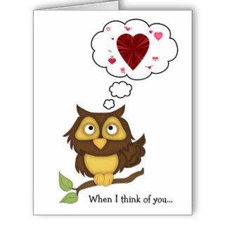 Valentine Owl Humor Cute Hearts Greeting Cards