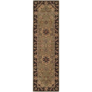 Safavieh Handmade Persian Court Sage/ Navy Wool/ Silk Rug (26 X 8)