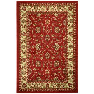 Rubber back Red Traditional Oriental Floral Nonskid Area Rug (5 X 66)
