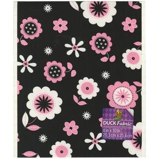 Fabric Sheet 8 X10   Pink And Black Floral