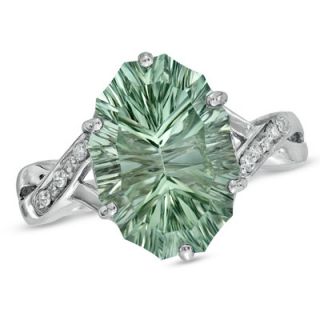 Green Quartz and Diamond Accent Ring in Sterling Silver   Zales