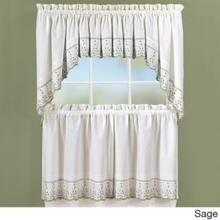 Abby Embroidered 5 piece Curtain Tier And Swag Set