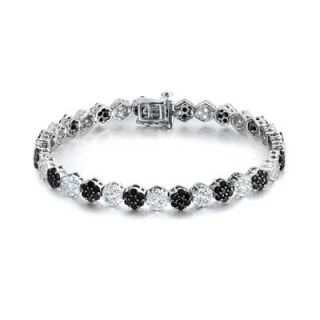 Black Spinel and Lab Created White Sapphire Bracelet in Sterling