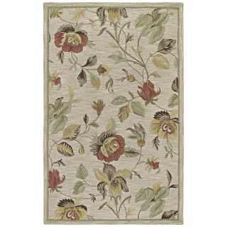 Lawrence Oatmeal Floral Hand tufted Transitional Wool Rug (3 X 5)