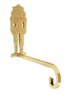 Brass Elegans 705N Nutcracker Design Mantel Top Christmas Stocking Holder, Solid Cast Brass   Shelving Hardware  