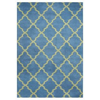 Handmade Aqua Blue/ Aspen Green Blend Wool Area Rug (5 X 8)