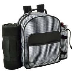 Picnic At Ascot Houndstooth Picnic Backpack For Two With Blanket Houndstooth