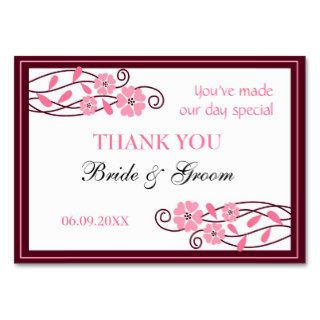 Pink Flowers Thank You Wedding Favor Gift Tags Business Cards