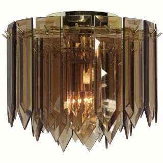 1 light Polished Brass/ Amber Spear Glass Contemporary Flush Mount