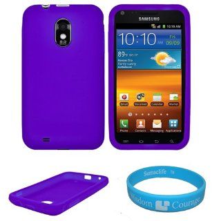 Blue Premium Silicone Skin Cover for Samsung Galaxy S2 Epic 4G Touch (SPH D710) Android Smartphone by Sprint + SumacLife TM Wisdom*Courage Wristband Cell Phones & Accessories