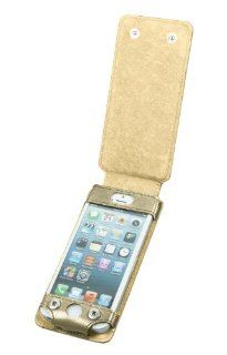 Lucrin   iPhone 5/5s case with flap   Metallic   Leather   Golden Cell Phones & Accessories