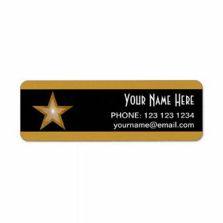 Gold Star stripe 'Name' text label small black