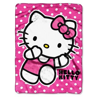 Northwest Company Hello Kitty Run Kitty Royal Plush Raschel Throw Blanket Pink Size Twin