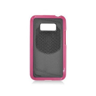 LG Optimus Elite LS696 Black Hot Pink Hard Back Gel Sides Cover Case Cell Phones & Accessories