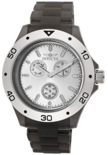 Invicta 1668  Watches,Mens Silver Dial Black Transparent Plastic, Casual Invicta Quartz Watches