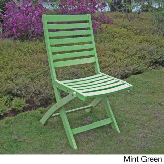 International Caravan Acacia Hardwood Folding Ladder Back Chairs (set Of 2) Green Size 2 Piece Sets