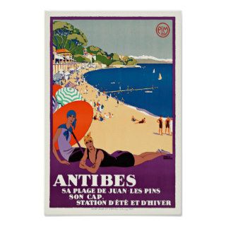 French Vintage Travel Poster Antibes Juan les Pins Posters