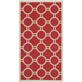 Safavieh Indoor/ Outdoor Courtyard Geometric pattern Red/ Bone Rug (27 X 5)