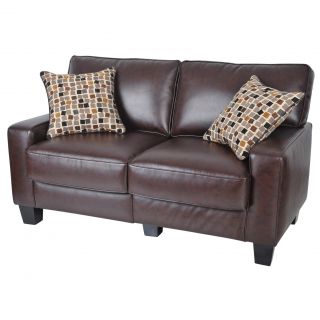 Serta Monaco Biscuit Brown Bonded Leather Love Seat