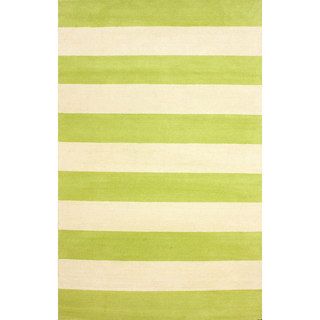 Nuloom Hand tufted Wide Stripes Green New Zealand Wool Rug (76 X 96)