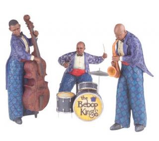 Jim Shore Heartwood Creek Sax,Bass & Drum 3pc. Jazz Band Figurine Set —