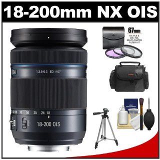 Samsung 18 200mm f/3.5 6.3 NX Movie Pro ED OIS Zoom Lens (Black) with 3 UV/ND8/CPL Filters + Case + Tripod + Accessory Kit for Galaxy NX, NX30, NX210, NX300, NX1100, NX2000 Cameras  Compact System Camera Lenses  Camera & Photo