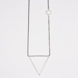 silver pyramid necklace, oxidised chain by bohemia