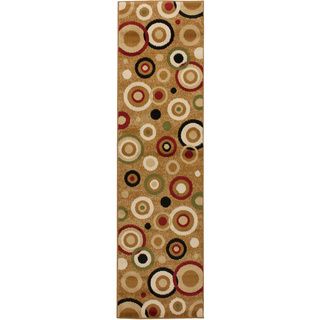 Beige And Multicolored Circles Geometric Rug (2 X 73 Runner)