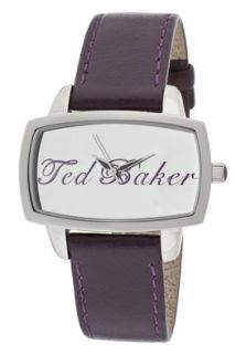 Ted Baker TE2025  Watches,Womens Silver Mirrored Dial Purple Genuine Leather, Casual Ted Baker Quartz Watches