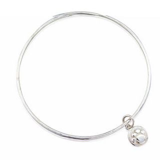 silver paw print charm bangle by anne reeves jewellery