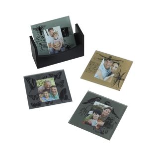 Melannco Melannco Nature Print Photo Coasters (set Of 4) Black Size Other