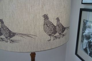 pheasants hand printed lampshade by weft bespoke design