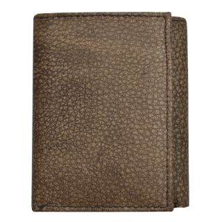Yl Fashion Mens Brown Textured Leather Tri fold Wallet