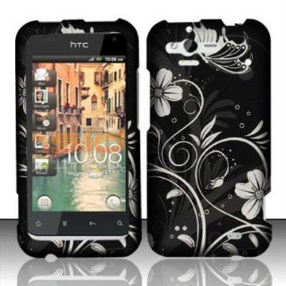 Rubberized White Flowers Design for HTC HTC Rhyme 6330 Cell Phones & Accessories