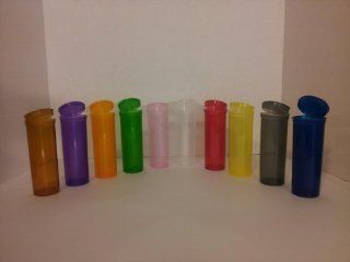 10 Plastic Prescription Vials with Squeeze Top Caps 30 or 60 DRAM RX Medicine Containers in Different Colors Transparent Green, Red, Blue, Pink, Clear, Black, Yellow, Orange, Amber, Violet (Purple) (60 Dram) Health & Personal Care