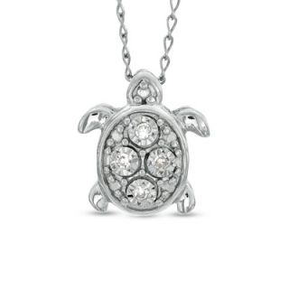 TEENYTINY® Diamond Accent Turtle Pendant in Sterling Silver   17