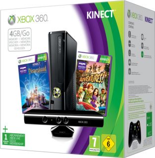 Xbox 360 4GB Kinect Holiday Bundle (Includes Kinect Adventures, Kinect Disney Land Adventures, 1 Month Xbox Live)      Games Consoles