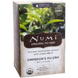 Numi Organic Tea Emperor's Puerh, Full Leaf Black Tea   16 Count Tea Bags, Pack of 12 Health & Personal Care
