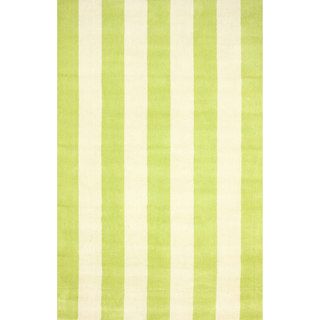 Nuloom Hand tufted Vertical Stripes Green New Zealand Wool Rug (76 X 96)